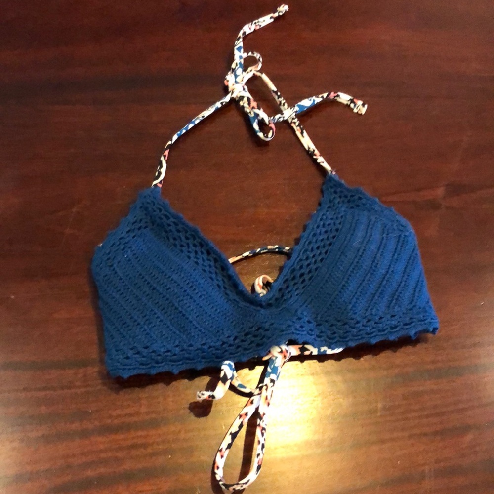 Extra small knit bikini top in indigo